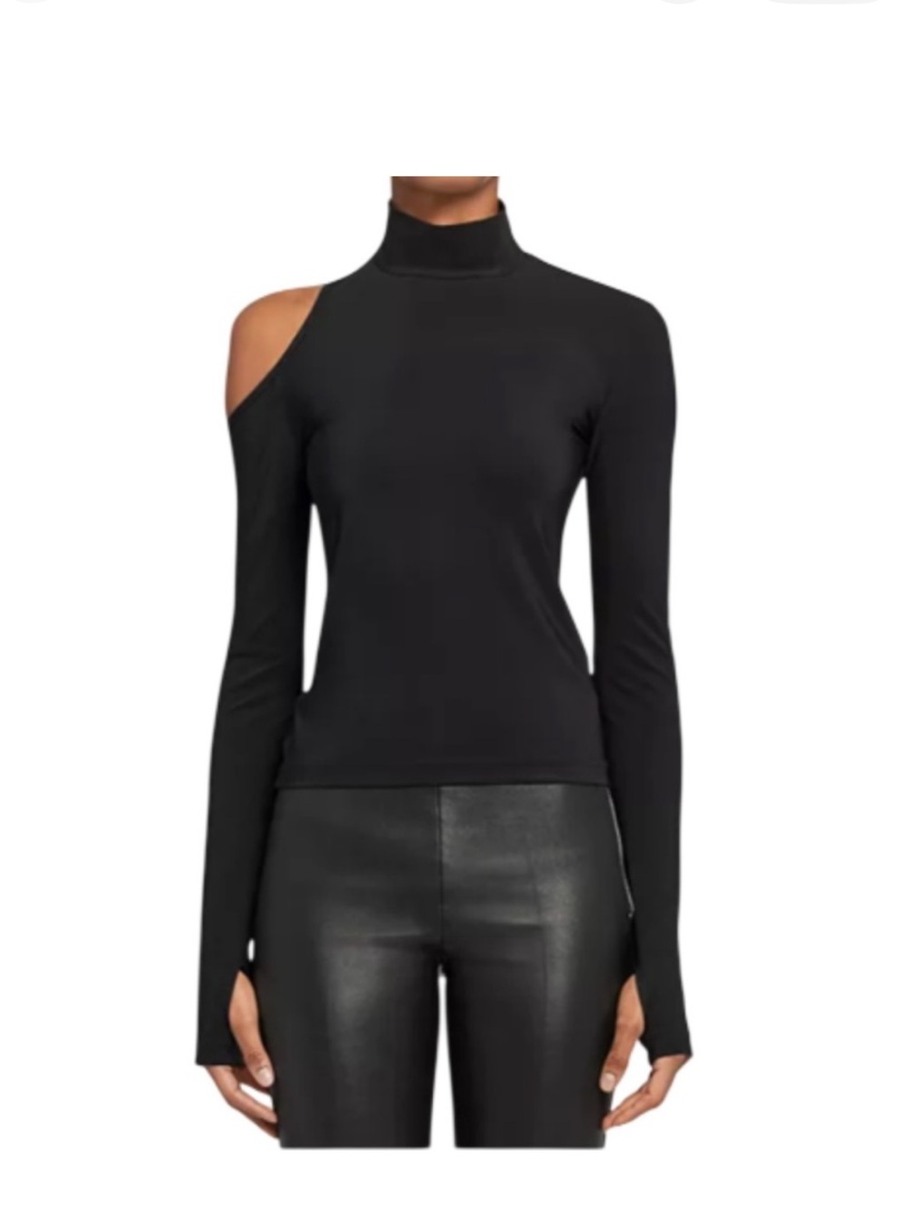 Helmut Lang Black Asymmetric Cutout Turtleneck Long Sleeve Top